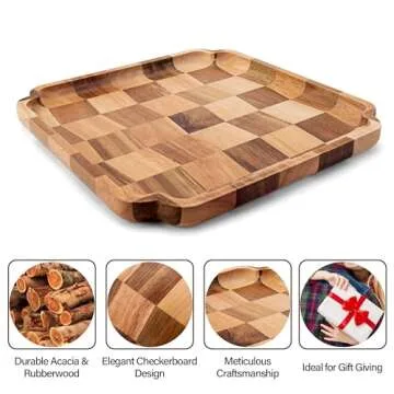 Wood Serving Trays Set of 2 - Stylish Wooden Platters for Every Occasion
