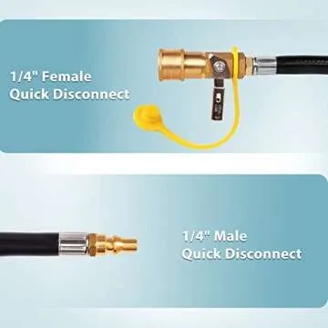 SHINESTAR 12ft RV Propane Quick Connect Hose - Low Pressure Extension Hose with 1/4" Disconnect Fittings - Ideal for Gas Grills, Griddles, Stoves, Fire Pits