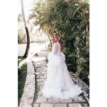 Tulle Maternity Robe for Photoshoot Baby Shower Photography Tulle Bridal Sleepwear Robe for Wedding ...