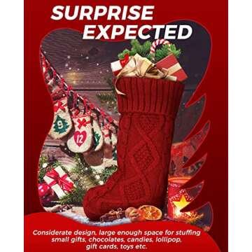 Ankis Large Christmas Stockings 4Pack -18 Inches Christmas Stockings Double-Sided Cable Knitted Xmas...