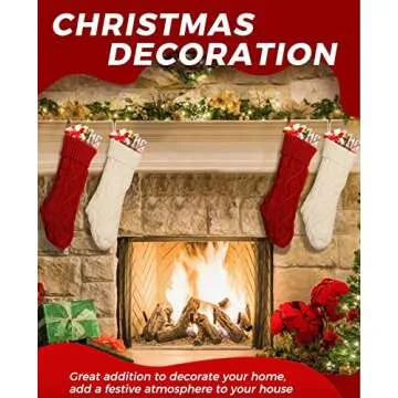 Ankis Large Christmas Stockings 4Pack -18 Inches Christmas Stockings Double-Sided Cable Knitted Xmas Stockings Personalized Burgundy Red and Cream for Family Christmas Party Classic Decorations