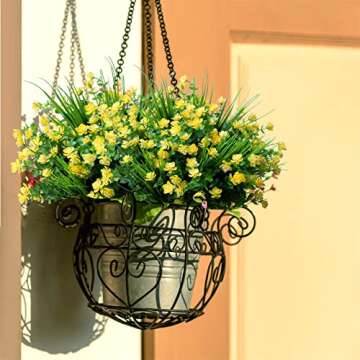 Artificial Fake Flowers Grass Plants Outdoor Summer Decoration, UV Resistant, 14 Bundles Realistic O...