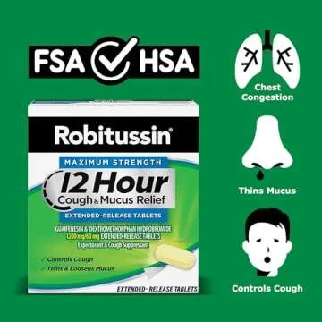 Robitussin Maximum Strength 12 Hour Cough and Mucus Relief, Expectorant and Cough Suppressant, 16 Extended-Release Tablets
