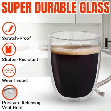 Double Wall Glass Coffee Mugs for Hot and Cold Drinks