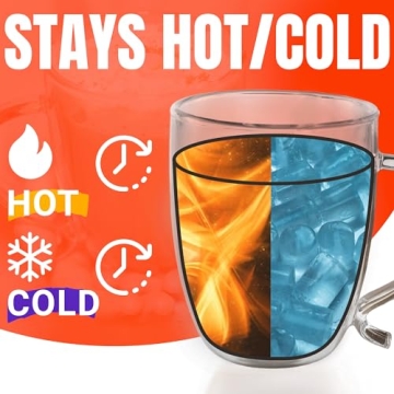 Double Wall Glass Coffee Mugs for Hot and Cold Drinks