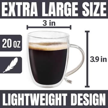 Double Wall Glass Coffee Mugs for Hot and Cold Drinks