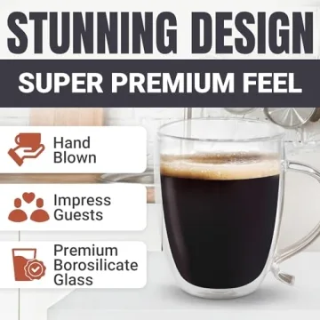 Double Wall Glass Coffee Mugs for Hot and Cold Drinks