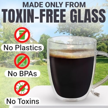 Double Wall Glass Coffee Mugs for Hot and Cold Drinks