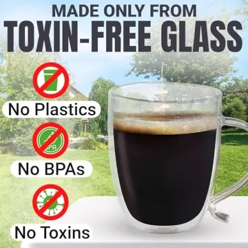 Double Wall Glass Coffee Mugs for Hot and Cold Drinks