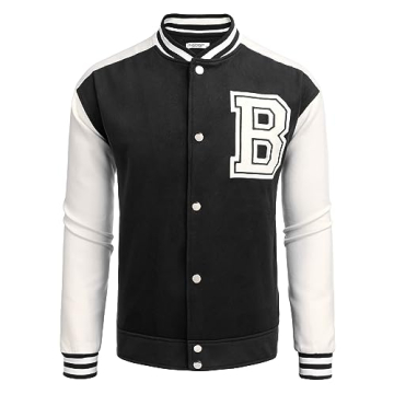 Stylish COOFANDY Men's Varsity Jacket - Warm & Fashionable