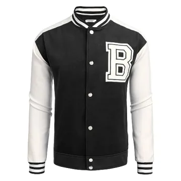 Stylish COOFANDY Men's Varsity Jacket - Warm & Fashionable