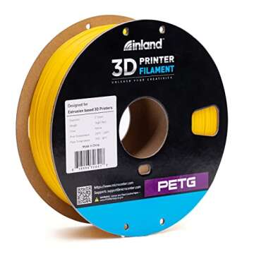 Inland Micro Center PETG Filament 1.75mm, Yellow PETG 3D Printer Filament - PETG 3D Printing Filament - 1KG Filament Spool - Dimensional Accuracy +/- 0.03mm