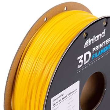 Inland Micro Center PETG Filament 1.75mm, Yellow PETG 3D Printer Filament - PETG 3D Printing Filament - 1KG Filament Spool - Dimensional Accuracy +/- 0.03mm