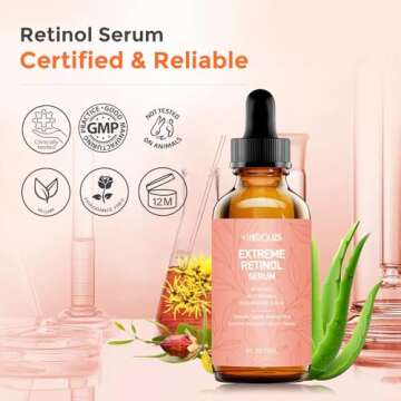 Retinol Serum for Youthful Skin, Anti-Aging & Brightening