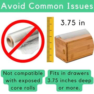 Green Stand Market - Refillable Plastic Wrap Dispenser with Cutter - Fits 12" Roll - Mountable - Cuts Saran Wrap, Cling Wrap, Aluminum Foil, Wax Paper