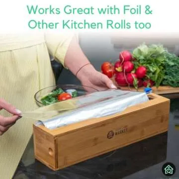 Green Stand Market - Refillable Plastic Wrap Dispenser with Cutter - Fits 12" Roll - Mountable - Cuts Saran Wrap, Cling Wrap, Aluminum Foil, Wax Paper