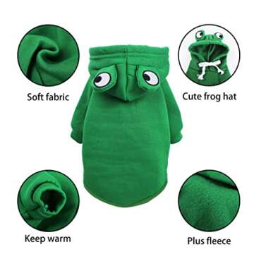 YAODHAOD Dog Hoodie, Pet Clothes Frog Shape Warm Jacket Pet Cold Weather Sweaters Clothes Winter Dog Clothes Warm Sweatshirt Coat Chihuahua (Frog, Medium)
