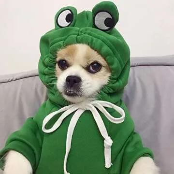YAODHAOD Dog Hoodie, Pet Clothes Frog Shape Warm Jacket Pet Cold Weather Sweaters Clothes Winter Dog Clothes Warm Sweatshirt Coat Chihuahua (Frog, Medium)