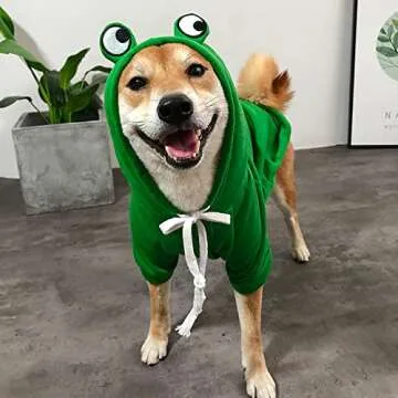 YAODHAOD Dog Hoodie, Pet Clothes Frog Shape Warm Jacket Pet Cold Weather Sweaters Clothes Winter Dog Clothes Warm Sweatshirt Coat Chihuahua (Frog, Medium)