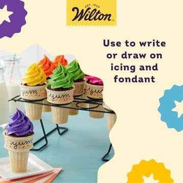 Wilton Black Food Marker, 2-Count Pack of Edible Markers, Ideal for Cookies and Cakes