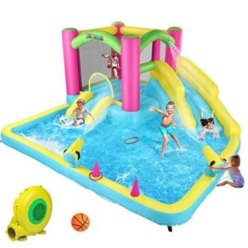 JOYMOR Inflatable Bounce House with Water Slide for Kids