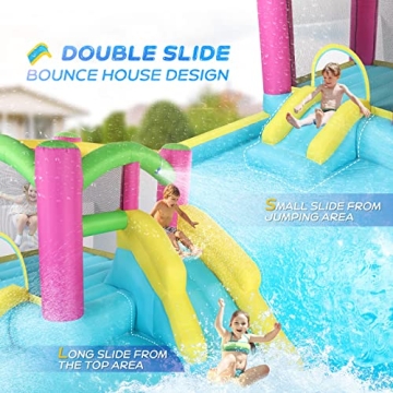 JOYMOR Inflatable Bounce House with Water Slide for Kids