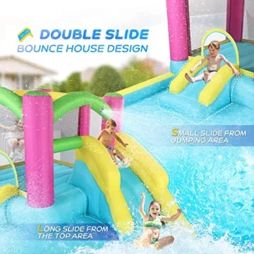 JOYMOR Inflatable Bounce House with Water Slide for Kids