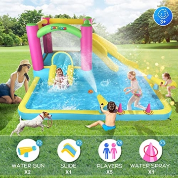 JOYMOR Inflatable Bounce House with Water Slide for Kids