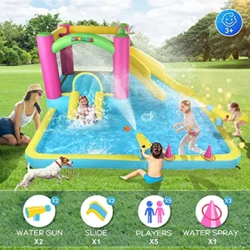 JOYMOR Inflatable Bounce House with Water Slide for Kids