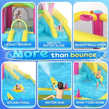 JOYMOR Inflatable Bounce House with Water Slide for Kids