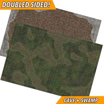 RPG Battle Game Mat - 6 Pack Dry Erase Double Sided 36 x 24 (12 Terrains) + 4 Dry Erase Markers + 1 Eraser + 7pc Polyhedral Dice Set - Large Table Top Role Playing Map for Starters and Mastersâ€¦