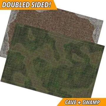 RPG Battle Game Mat - 6 Pack Dry Erase Double Sided 36 x 24 (12 Terrains) + 4 Dry Erase Markers + 1 Eraser + 7pc Polyhedral Dice Set - Large Table Top Role Playing Map for Starters and Mastersâ€¦