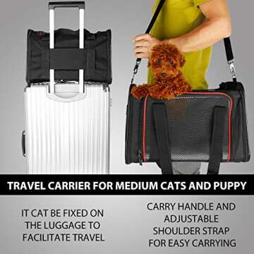 X-ZONE PET Dogs Carrier Cats Carrier Airline Approved Pet Carriers,Soft Sided Collapsible Pet Travel Carrier for Medium Cats and Puppy, Small Dogs Carrier for Travel