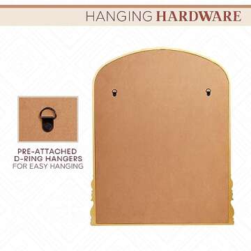 Wylde Iris Carved Arch Wall Mirror - Antique Gold Elegance