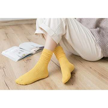 Galsang Women's Socks Thick Knit Wool Thermal Casual Crew Socks,Cozy Warm Slouch Cotton Knit Calf Socks Gift For Women,#K809 (Mixed COLOR A04)