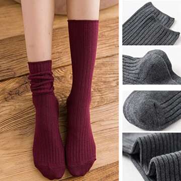 Galsang Women's Socks Thick Knit Wool Thermal Casual Crew Socks,Cozy Warm Slouch Cotton Knit Calf Socks Gift For Women,#K809 (Mixed COLOR A04)