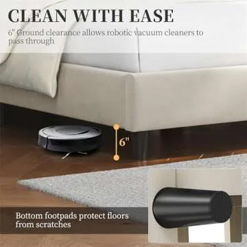 Yaheetech Queen Bed Frame Upholstered Platform Bed with Wing Side/Wooden Slat Support/Tufted Headboard with Wing Side/Mattress Foundation/No Box Spring Needed,Beige Queen Bed