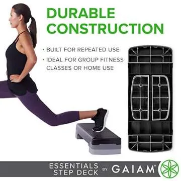 Gaiam Essentials Exercise Step Platform Aerobic Stepper Bench, Fitness Equipment Workout Deck with Adjustable Riser Height & Non Slip Textured Surface, Black