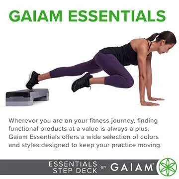 Gaiam Essentials Exercise Step Platform Aerobic Stepper Bench, Fitness Equipment Workout Deck with Adjustable Riser Height & Non Slip Textured Surface, Black