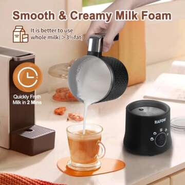 Milk Frother and Steamer - 5 In 1 Milk Frother Electric 11.8oz Automatic Milk Steamer Hot & Cold Foam Maker and Milk Warmer - Dishwasher Safe & Silent Working for Coffee,Latte,Cappuccino,Hot Chocolate