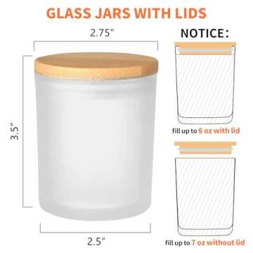 SUPMIND 15 Pack Empty Candle Jars 7oz Frosted Glass Jars with Bamboo Lids and Stickers and Labels, B...