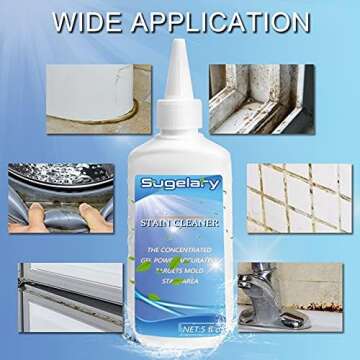 Sugelary Home Remover Gel, 10 Fl Oz Household Cleaner Gel for Washing Machine, Refrigerator Strips, Grout Cleaner for Tiles Grout Sealant Bathroom Kitchen Sinks Cleaning