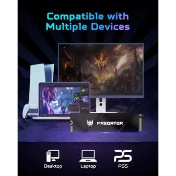 Predator M.2 SSD 4TB GM7000 with DRAM Cache NVMe 1.4 2280 PCIe Gen4×4 Ultra high Speed (Maximum Read: 7400MB/s, max Write: 6700MB/s) 3D NAND TLC Internal SSD Compatible with PS5 Pro - BL.9BWWR.107