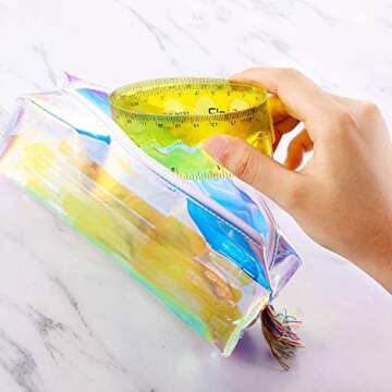 Flexible Rulers 12 Inch 4 Pieces Student Transparent Rulers for School Rulers for Student Shatterproof Plastic Rulers Office Ruler Straight Soft Ruler, Dual Side Rulers