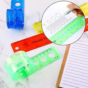 Flexible Rulers 12 Inch 4 Pieces Student Transparent Rulers for School Rulers for Student Shatterproof Plastic Rulers Office Ruler Straight Soft Ruler, Dual Side Rulers