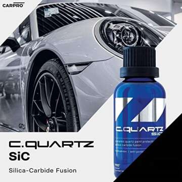 CARPRO CQUARTZ SiC 50ml Kit - Car Ceramic Coating Finish, Quartz Based Nanotechnology, Bonds to Paint, Glass, Metal and Plastic