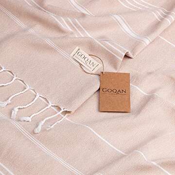 GOQAN Turkish Beach Towel Oversized 39x71 | Thin, Lightweight, 100% Cotton and Sand Free Towel is Su...