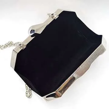 Reberomantic Women Lattice Pattern Metal Handbag Chain Geometric Evening Clutch Purse, Silver