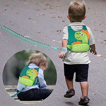 Toddler Harness Leash with Anti Lost Wrist Link, Accmor Cute Dinosaur Kids Harness Children Leash, Adorable Anti Lost Leash Walking Wristband Assistant Strap Belt for Baby Boys Girls Outdoor