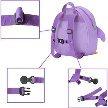 EPLAZA Toddler Leashes Penguin-Like Backpacks with Anti Lost Wrist Link Wristband for 3 to 5 Years Kids Girls Boys Safety (Penguin Light Purple)